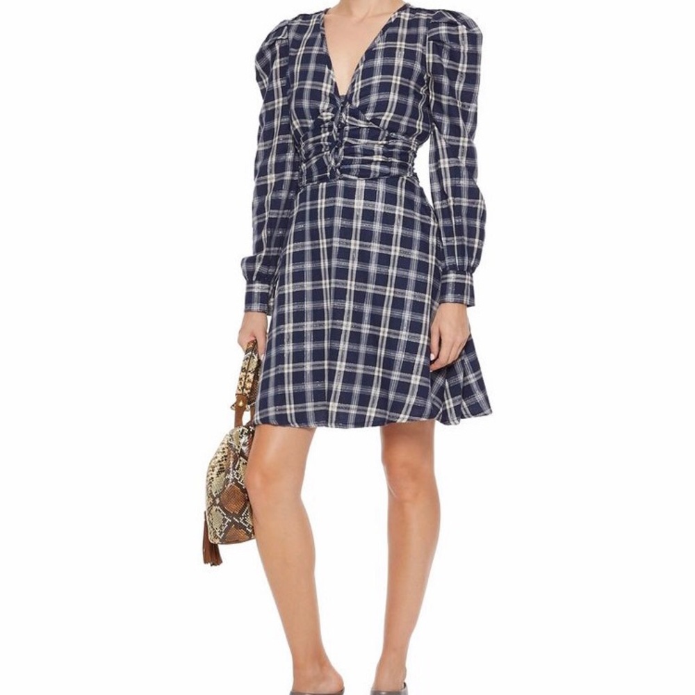 Walter Baker Navy and Silver Plaid Dress